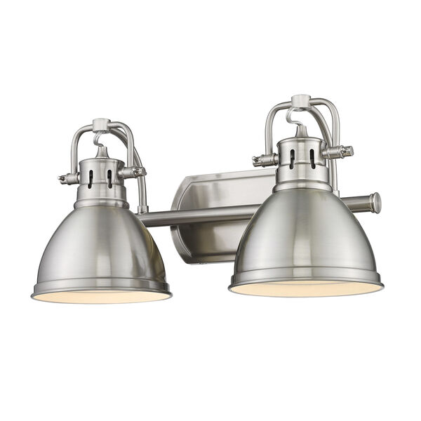 Duncan Pewter Two-Light Bath Vanity with Pewter Shades, image 1